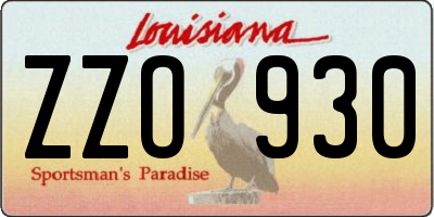 LA license plate ZZO930