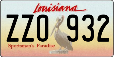 LA license plate ZZO932