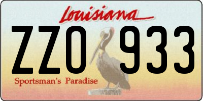 LA license plate ZZO933