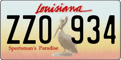 LA license plate ZZO934