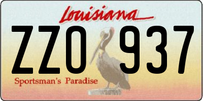 LA license plate ZZO937