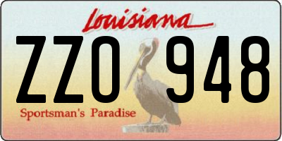 LA license plate ZZO948