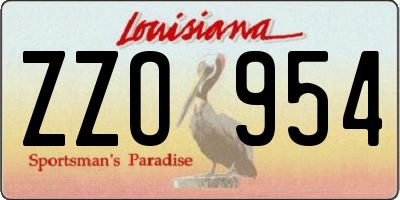 LA license plate ZZO954