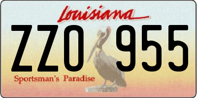 LA license plate ZZO955