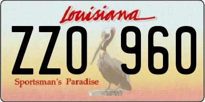LA license plate ZZO960