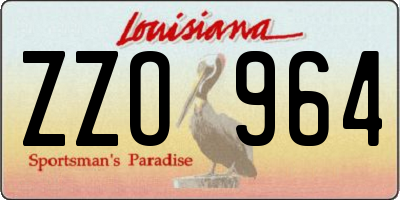 LA license plate ZZO964