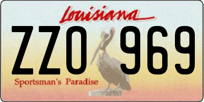 LA license plate ZZO969