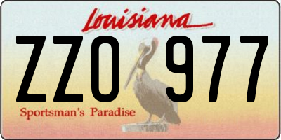 LA license plate ZZO977