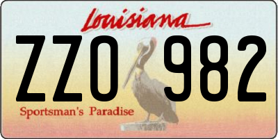 LA license plate ZZO982