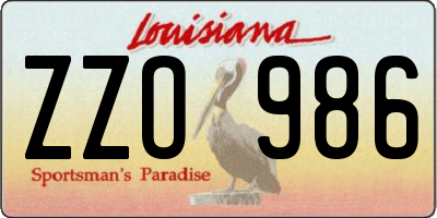 LA license plate ZZO986