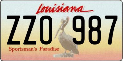 LA license plate ZZO987