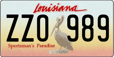 LA license plate ZZO989