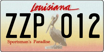 LA license plate ZZP012