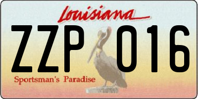 LA license plate ZZP016