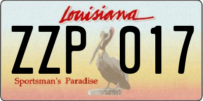 LA license plate ZZP017