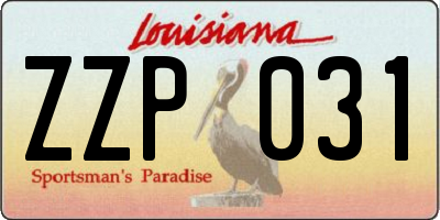 LA license plate ZZP031