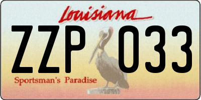 LA license plate ZZP033