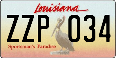 LA license plate ZZP034