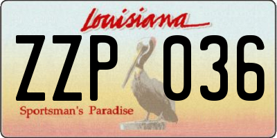 LA license plate ZZP036