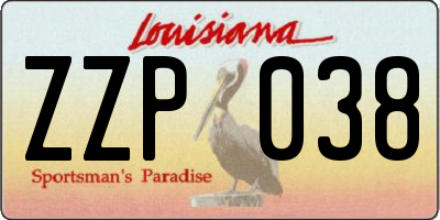 LA license plate ZZP038