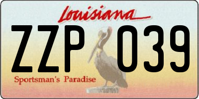 LA license plate ZZP039
