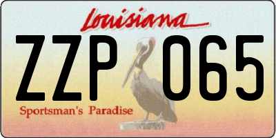 LA license plate ZZP065