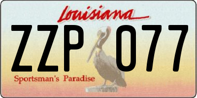 LA license plate ZZP077