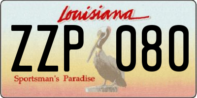 LA license plate ZZP080