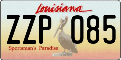 LA license plate ZZP085