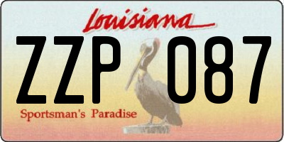 LA license plate ZZP087