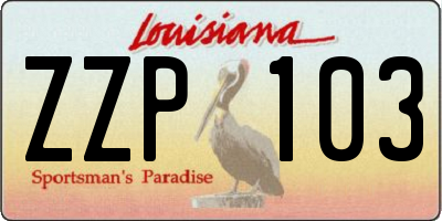 LA license plate ZZP103