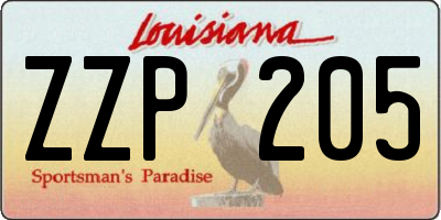 LA license plate ZZP205