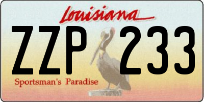 LA license plate ZZP233