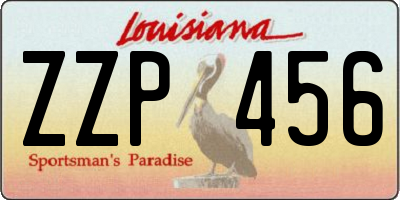 LA license plate ZZP456