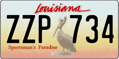 LA license plate ZZP734