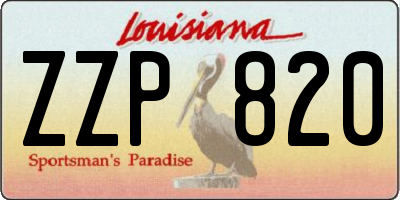 LA license plate ZZP820