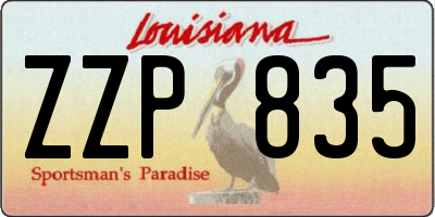 LA license plate ZZP835