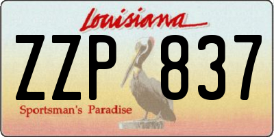 LA license plate ZZP837