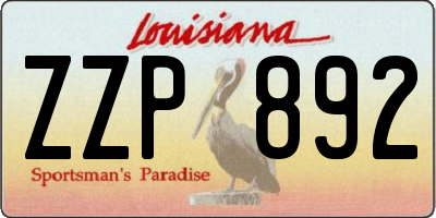 LA license plate ZZP892