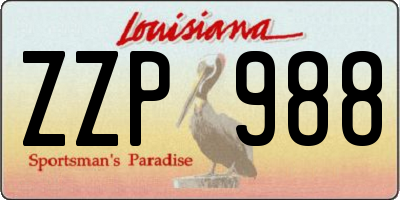 LA license plate ZZP988