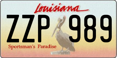 LA license plate ZZP989