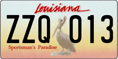 LA license plate ZZQ013