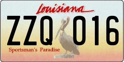 LA license plate ZZQ016