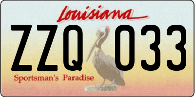 LA license plate ZZQ033