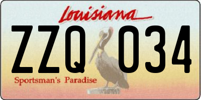 LA license plate ZZQ034
