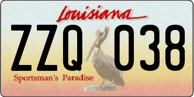 LA license plate ZZQ038