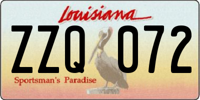 LA license plate ZZQ072