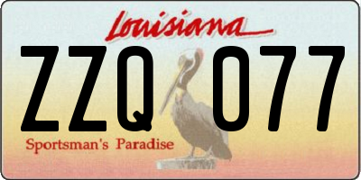 LA license plate ZZQ077