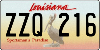 LA license plate ZZQ216