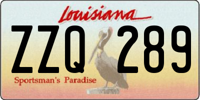 LA license plate ZZQ289